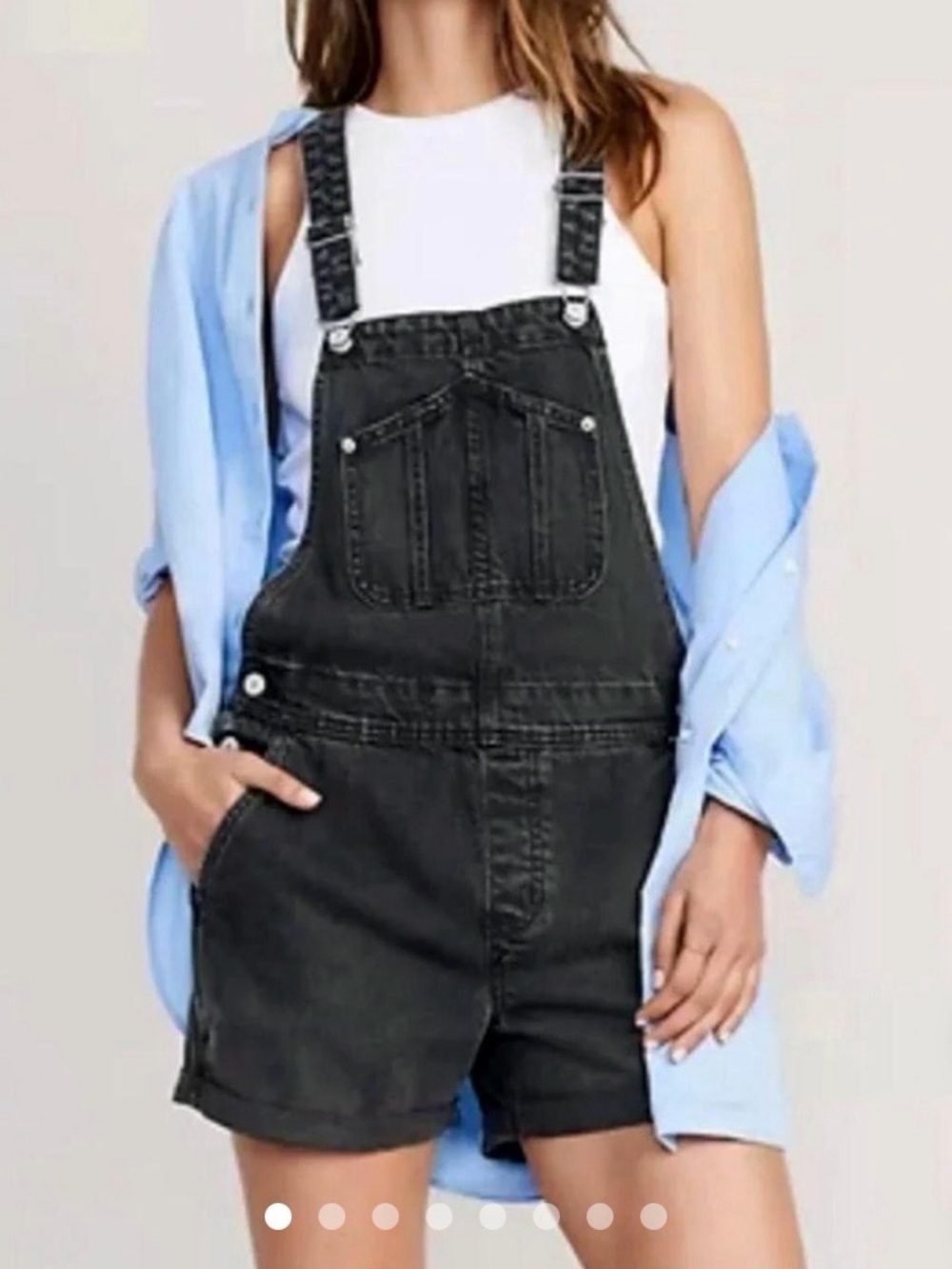 Old Navy Black Denim Short Overalls